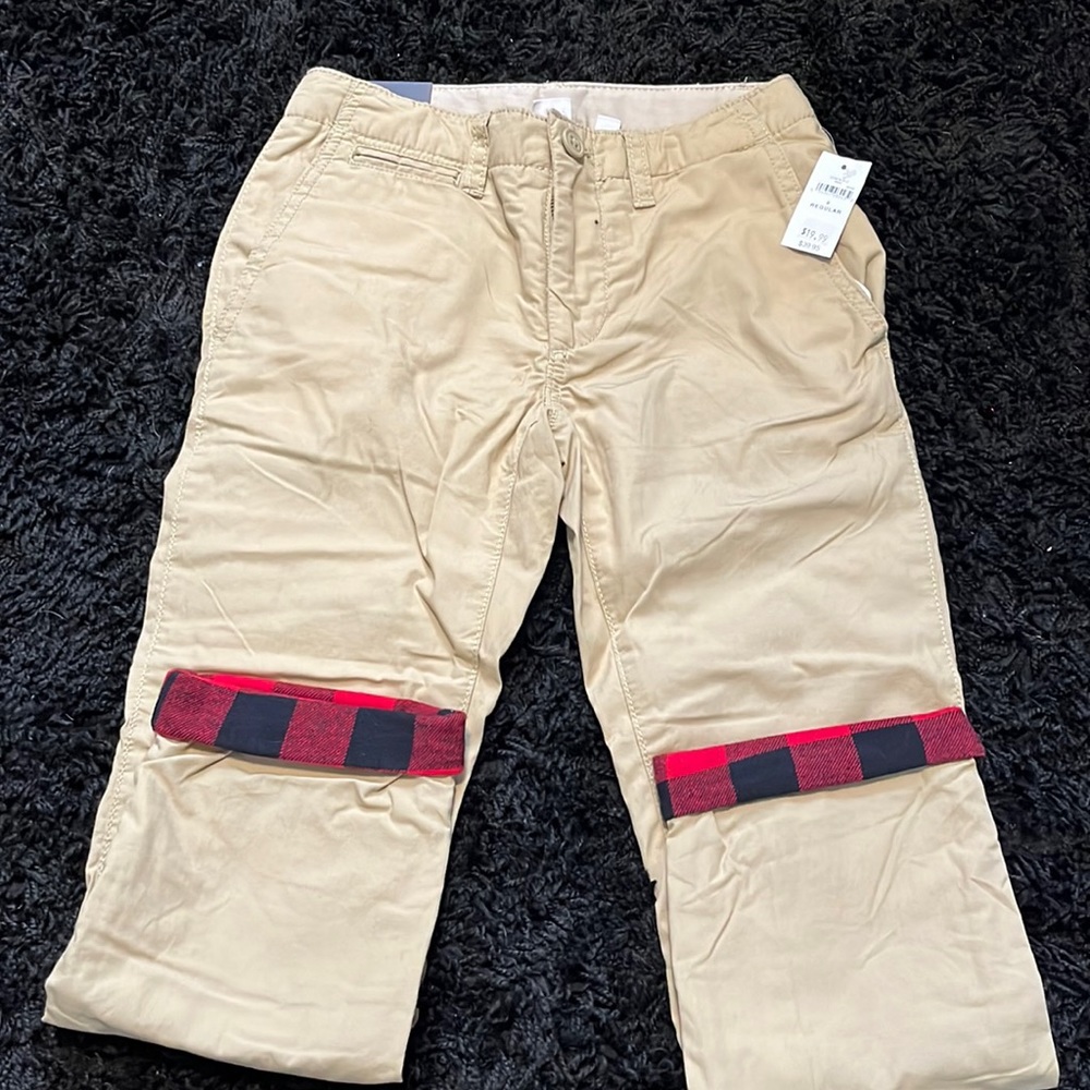 Beige pants w/ plaid trim